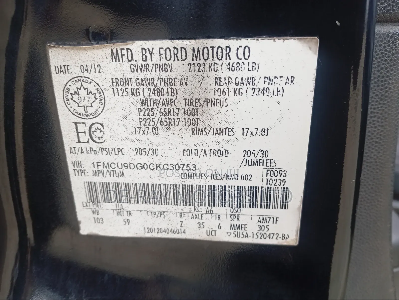 Ford Escape 2012 Black