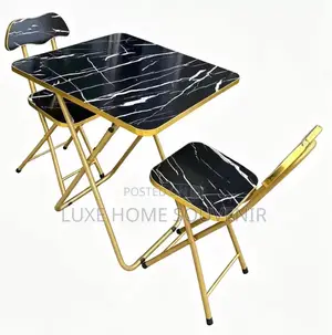 Black Marble Table and Chair