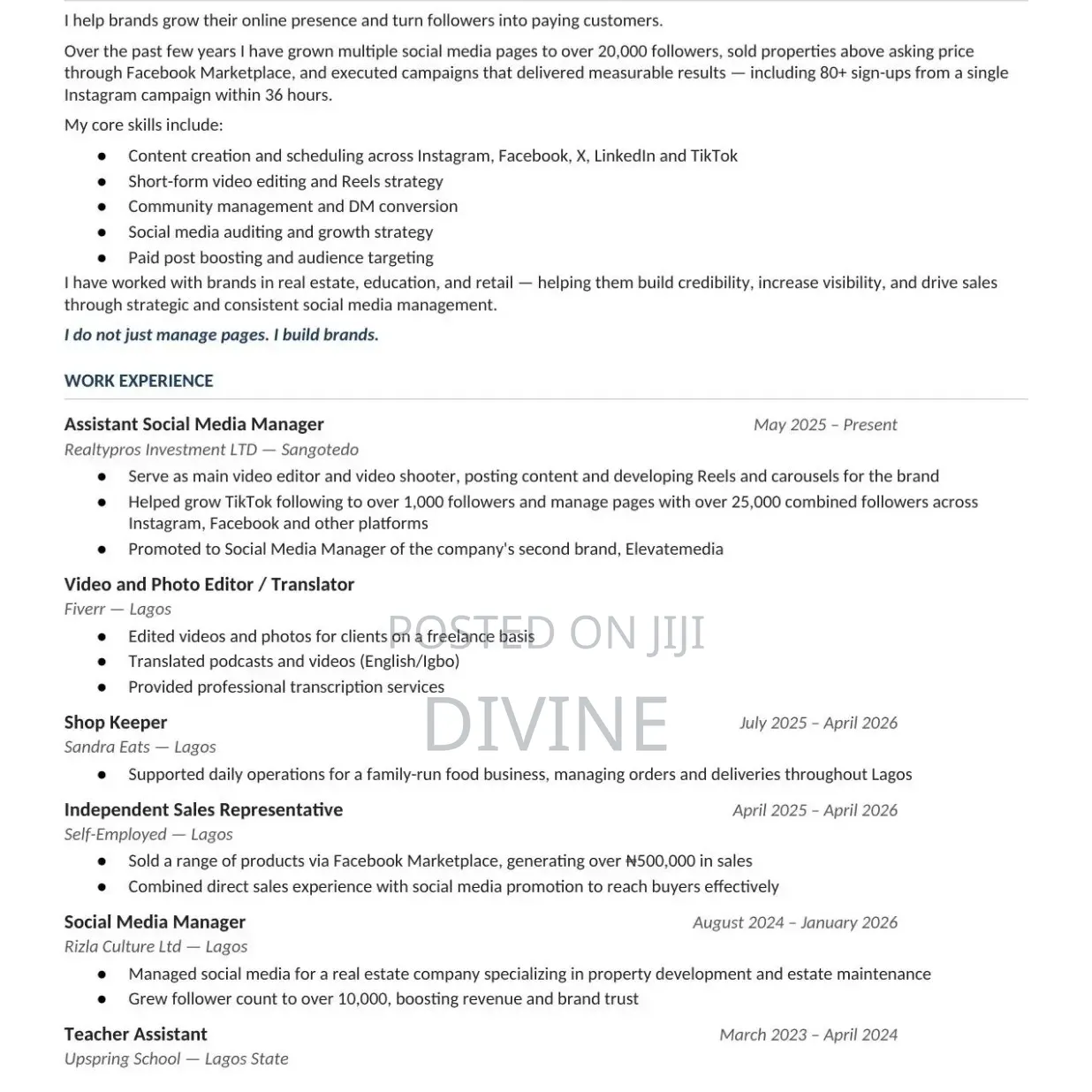 Social Media Manager and Video Editor