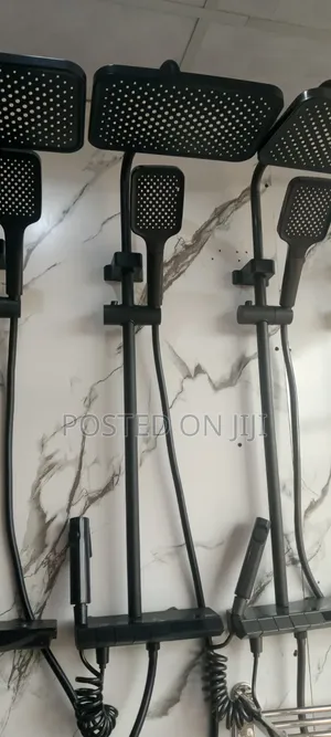 Gray and Black Piano Standing Shower Mixer With Temperature