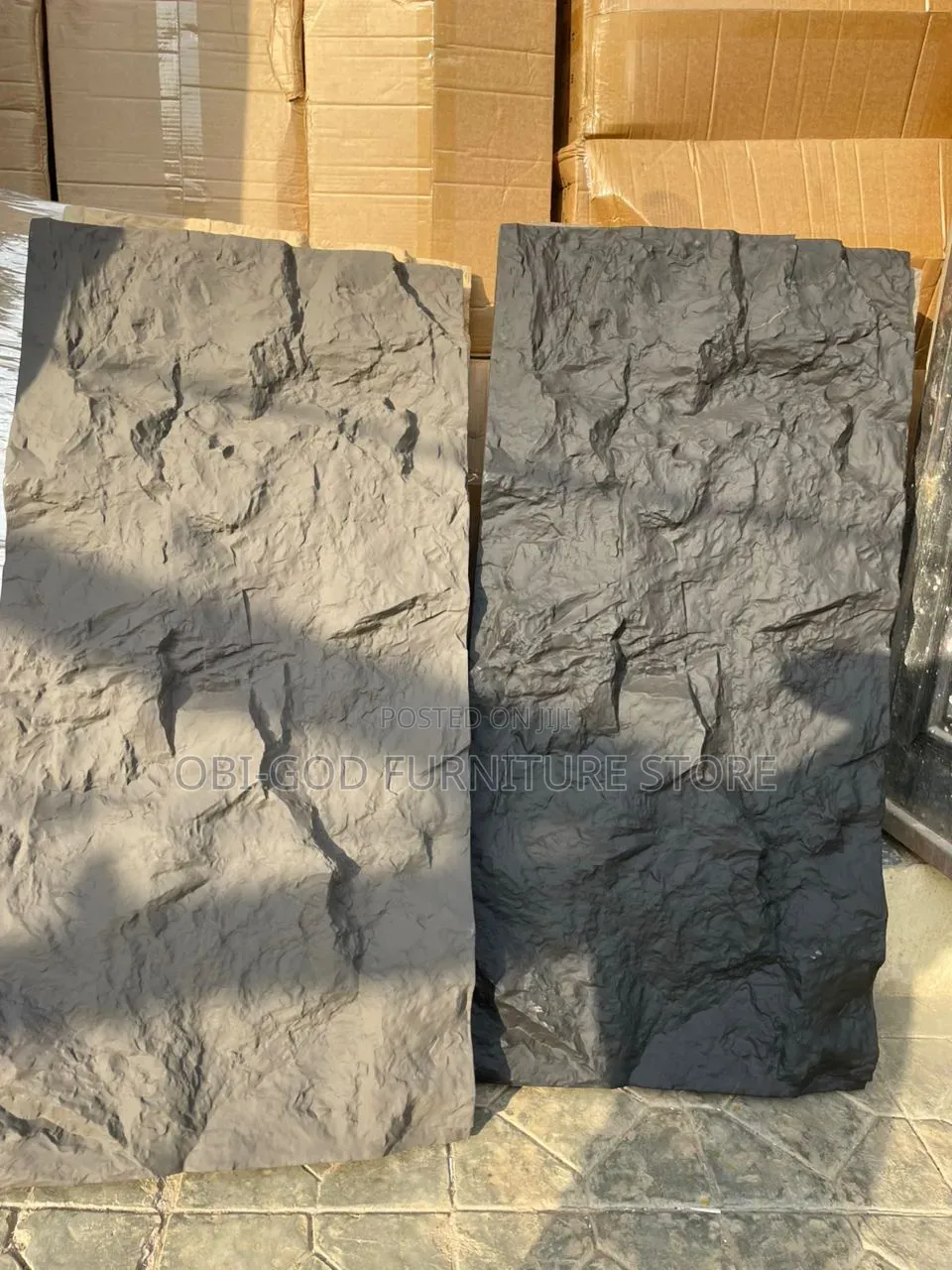 PU Stone Wall Panel – Deep Black | Waterproof Interior Wall Decor