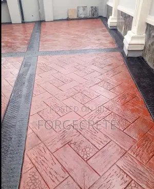 Colored Concrete Floor and Artificial Grass Installation