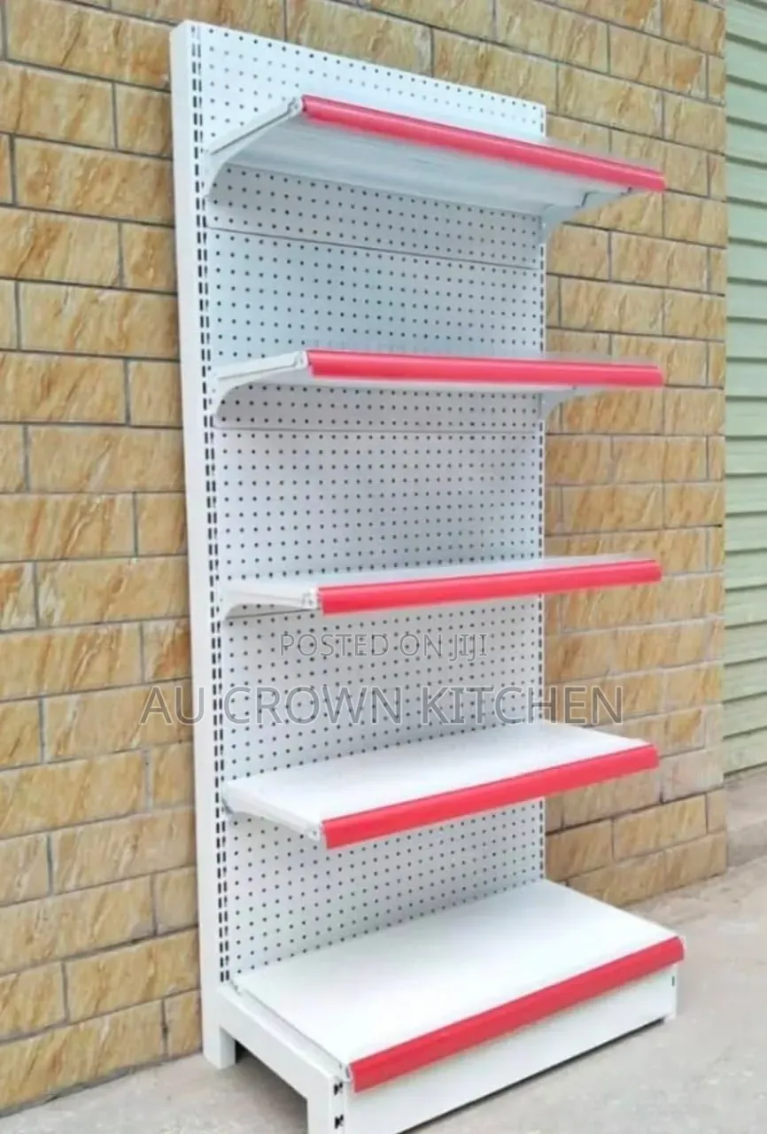 Red and White Supermarket Shelf