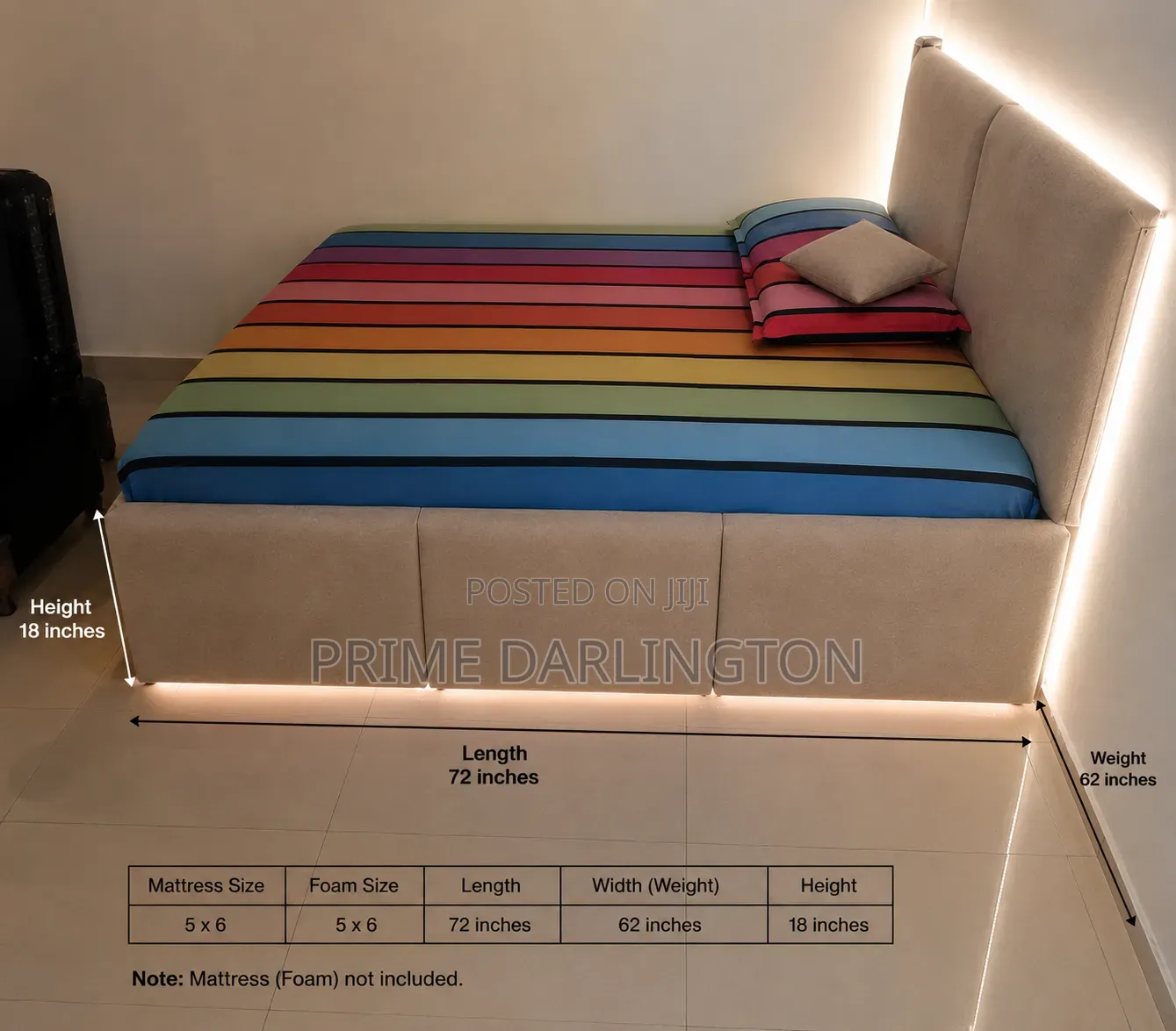 5 X 6 Ft Upholstered Storage Bed Frame | Modern Bed