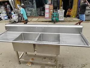Commercial Double-Bowl Sink Unit With Double Side Drainboards