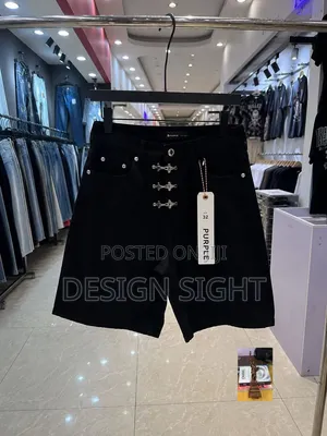 Triple Buckle Denim Shorts