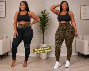 She Chic Plain Leopard Print 2-Way Reversible Stretch Leggings