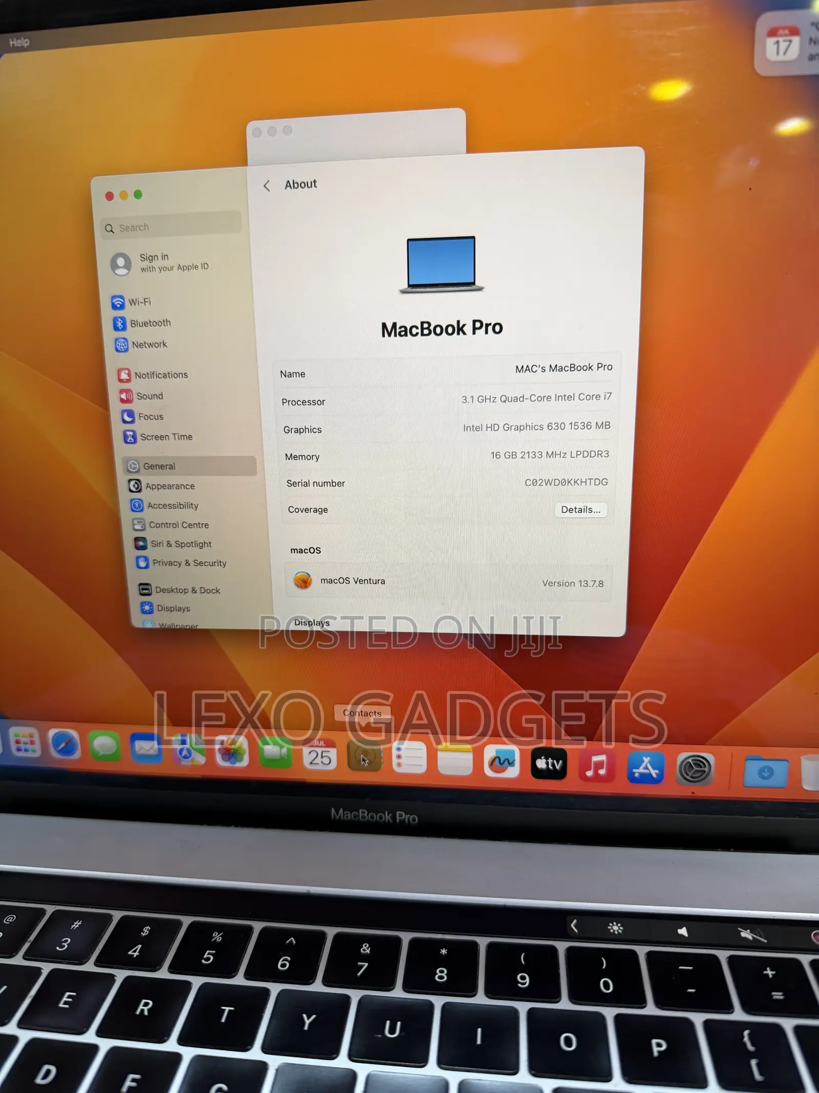 Laptop Apple MacBook Pro 2017 16GB Intel Core Ultra 7 SSD 1T