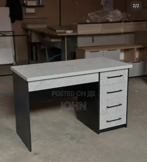 Modern Marble Office Desk With 4 Drawers: Black and White Study Table