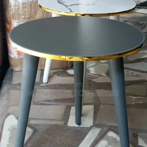 Modern Round Coffee Side Table With Gold Trim – Living Room Bedroom