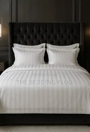 100% American Cotton Stripe Duvet and Bedsheet Set – Hotel Quality