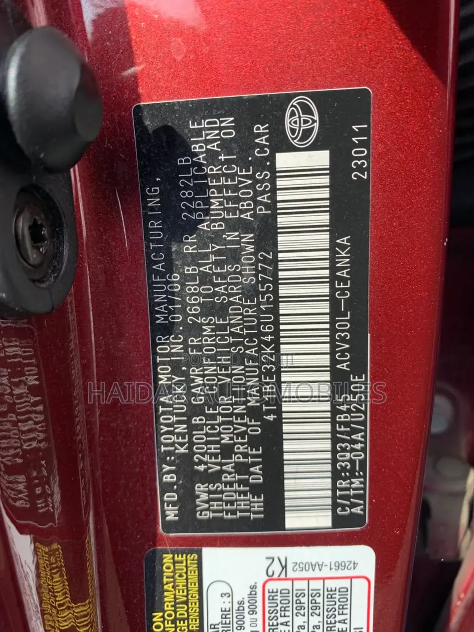 Toyota Camry 2006 Maroon
