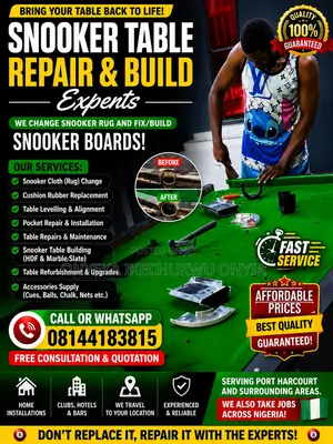 Snooker Table Repair | Cloth Change | Cushion Replacement | Table Bu