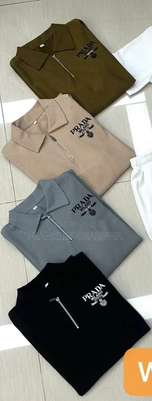 PRADA Men's Premium 2-Piece Polo Joggers Tracksuit Set