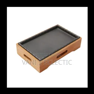 Rectangular Cast Iron Sizzler With Wooden Stand