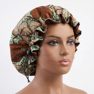 Ankara Satin-Lined Hair Bonnet Adjustable Drawstring (Adult Size)