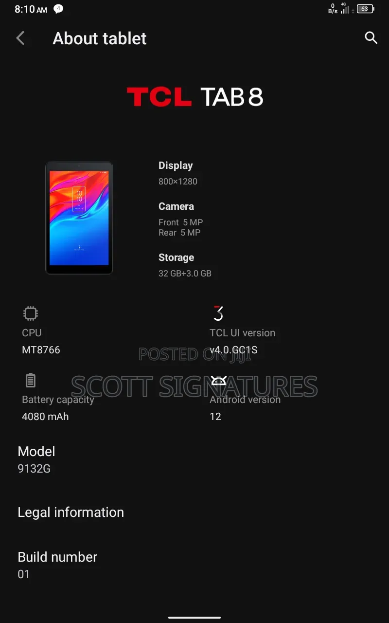 TCL Tab 8 4G 32 GB Black