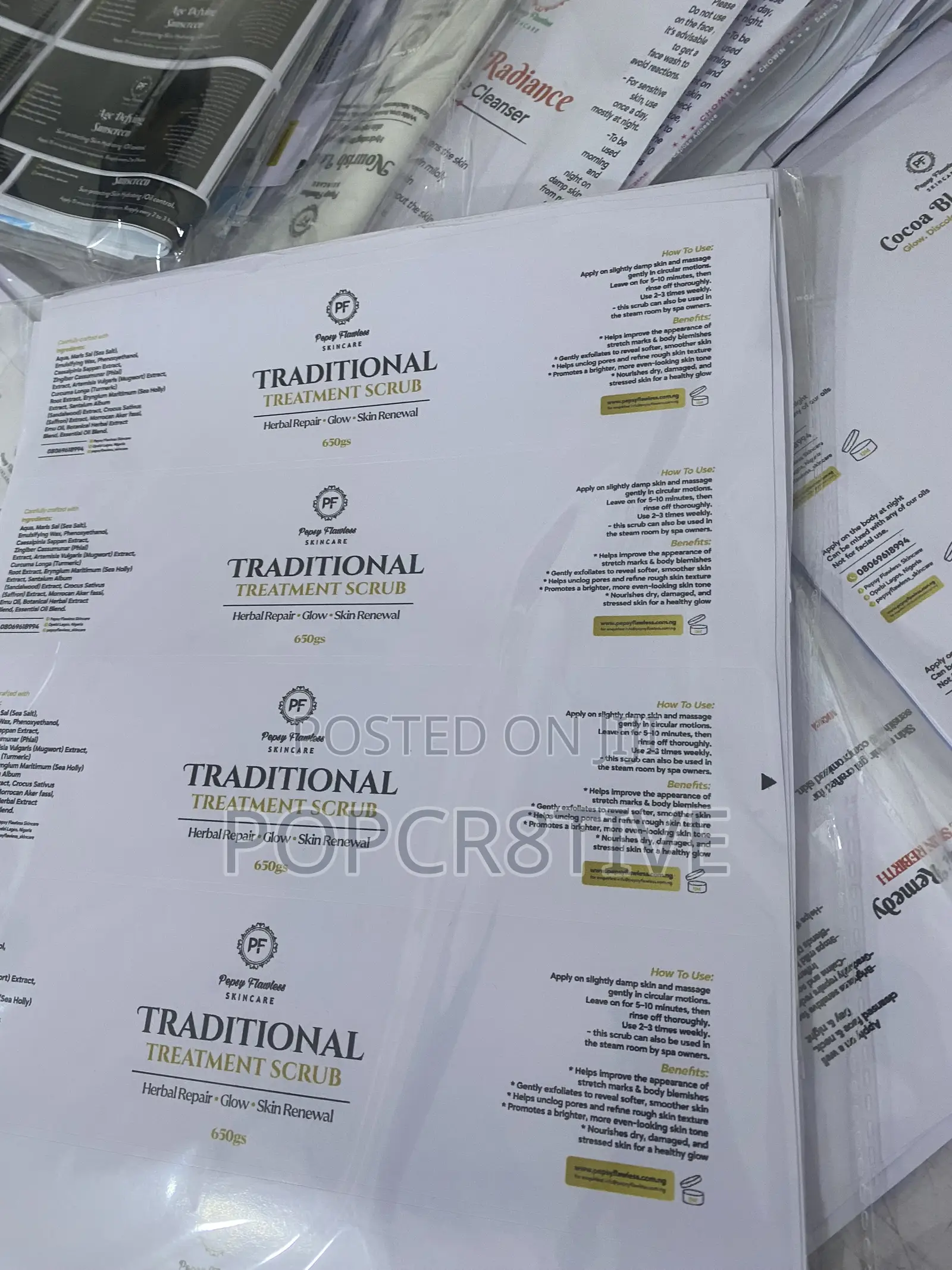 Skincare Product Label