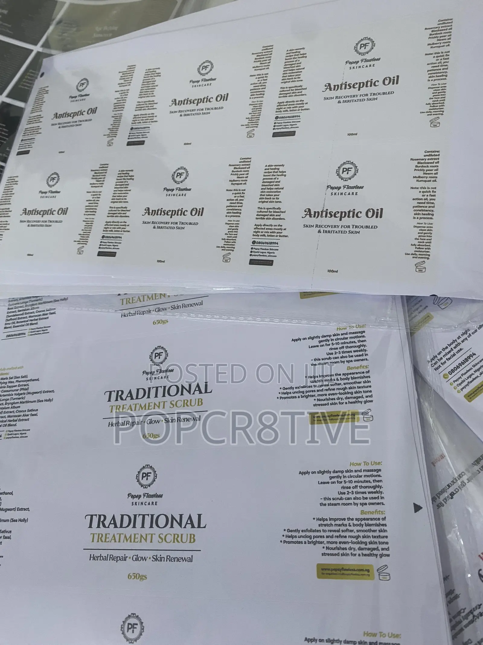 Skincare Product Label