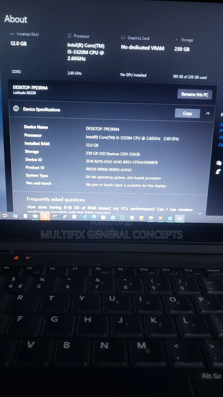 Laptop Dell Latitude e6230 12GB Intel Core i5 SSD 256GB