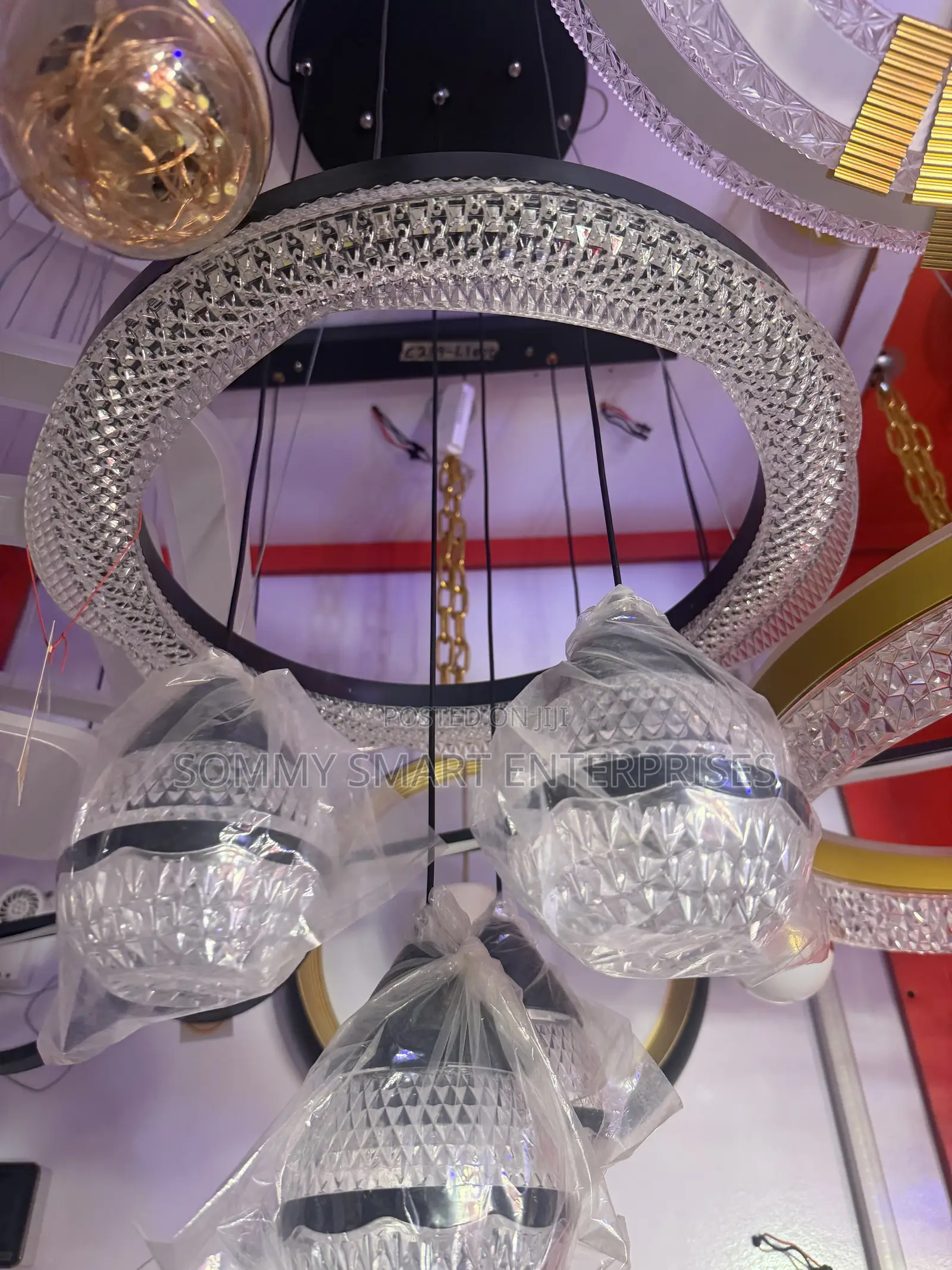 Modern 3-Light Crystal Globe Ring Pendant Light