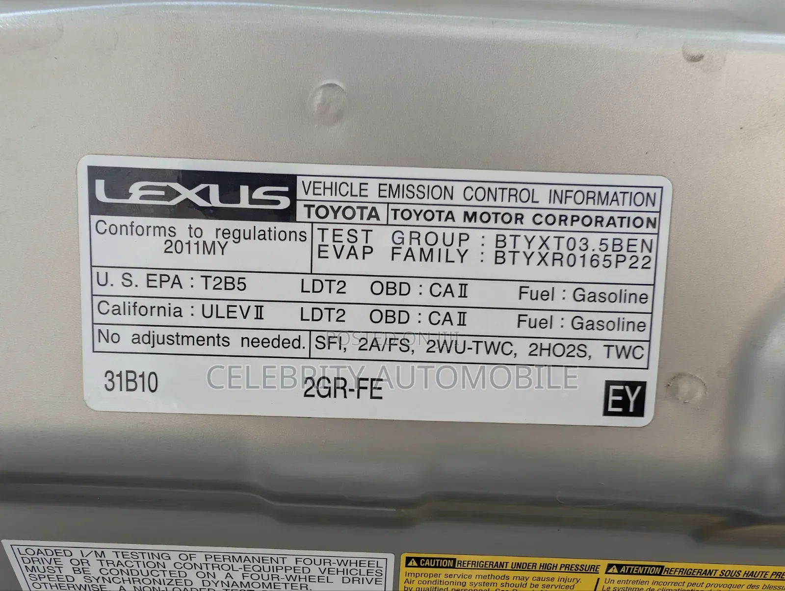 Lexus RX 2011 Gold