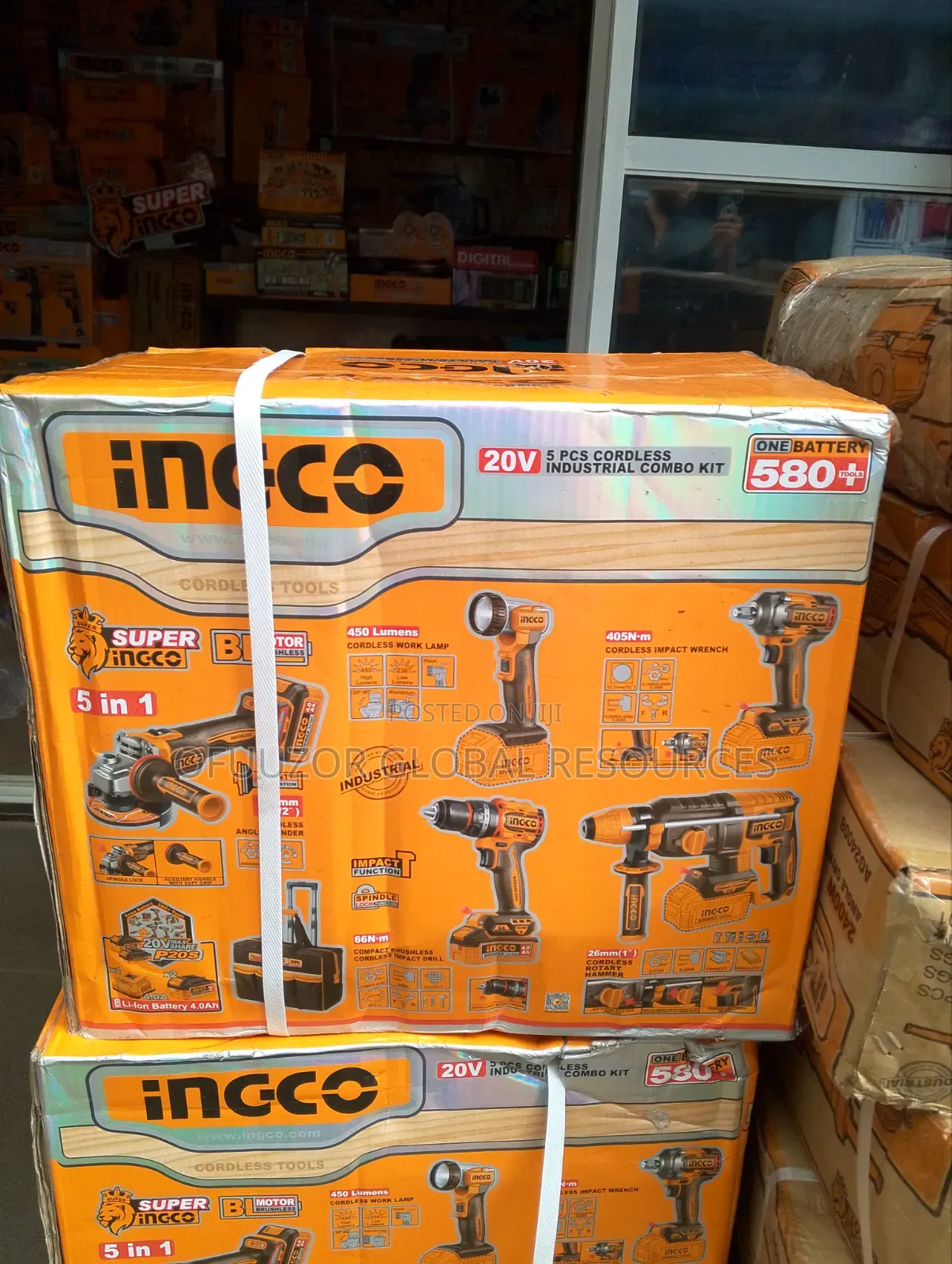 Ingco 5 Pic Cordless Industrial Combo Kit