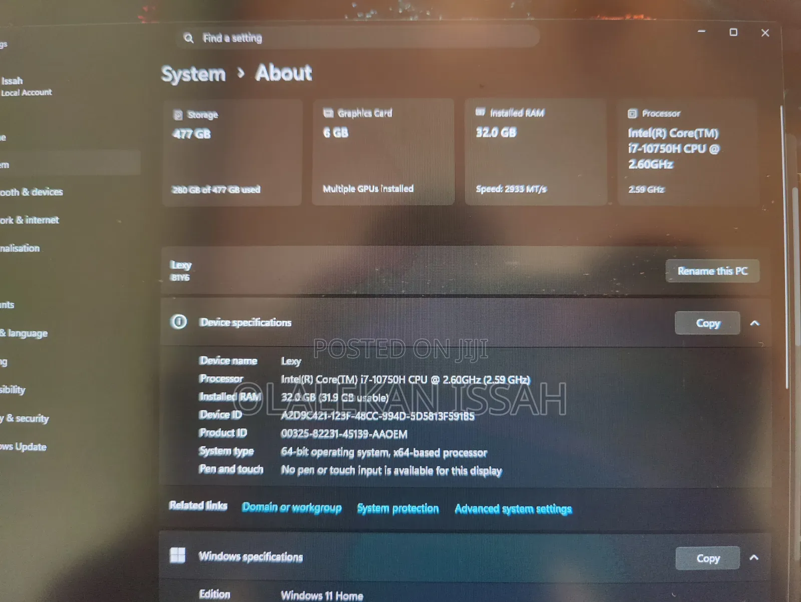 Laptop Lenovo Legion 5i 16GB Intel Core i7 SSD 512GB