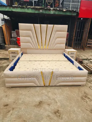 6by6 Cream Coloured Bed Frame With Cupboards