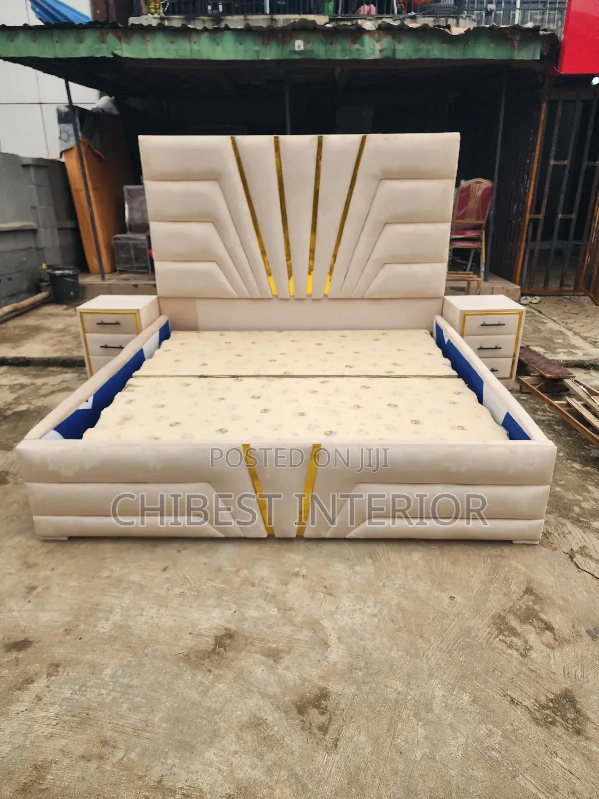 Cream Coloured 6by6 Upholstery Bed Frame