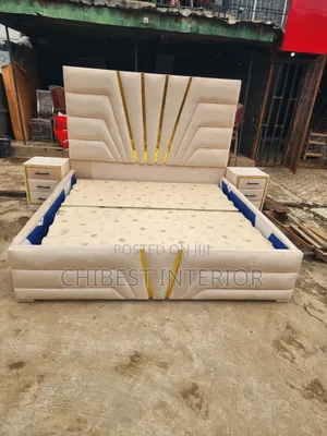 Cream Coloured 6by6 Upholstery Bed Frame