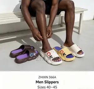 ZHIXIN 366A Men OK Letter Thick Sole EVA Slide Slippers Sizes 40-45