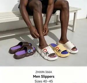 ZHIXIN 366A Men OK Letter Thick Sole EVA Slide Slippers Sizes 40-45