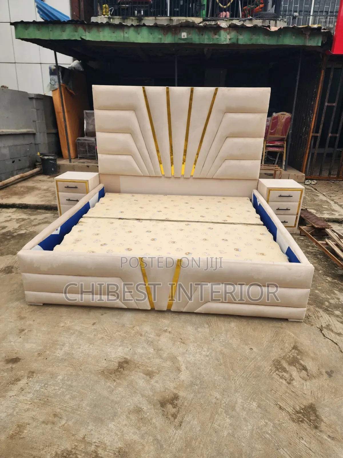 6by6 Padded Bed Frame With Side Cupboards