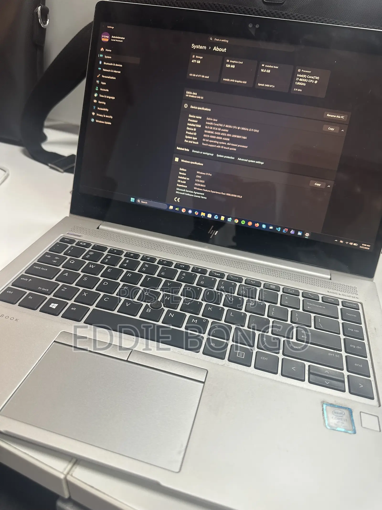 Laptop HP EliteBook 840 G5 16GB Intel Core i7 SSD 512GB