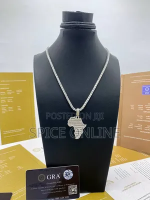 VVS Moissanite Map of Africa Pendant on Tennis Necklace