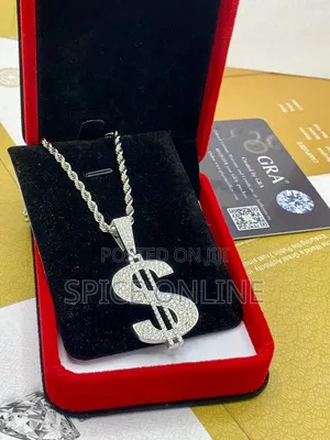 VVS Moissanite Diamond Dollar Pendant on Steel Necklace and Earring