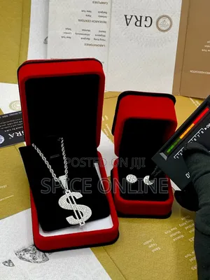 VVS Moissanite Diamond Dollar Pendant on Steel Necklace and Earring