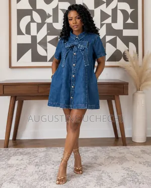 Trendy Button-Up Denim Mini Dress for Women