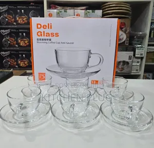 Deli Glass Blooming Coffee Cup and Saucer Set.