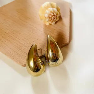 Gold Coloured Teardrop Fashion Earrings