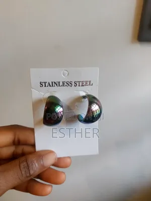 Iridescent / Rainbow Colored C Shaped Earrings