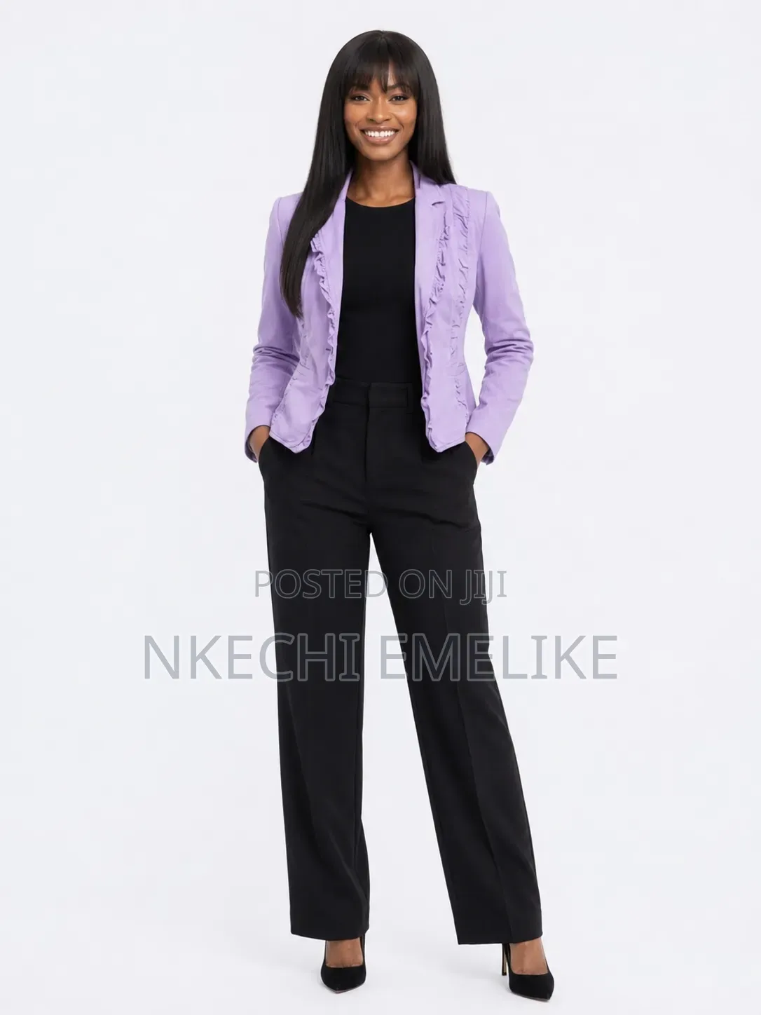 Women's Beige Ruffle Blazer