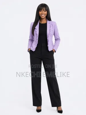 Women's Beige Ruffle Blazer