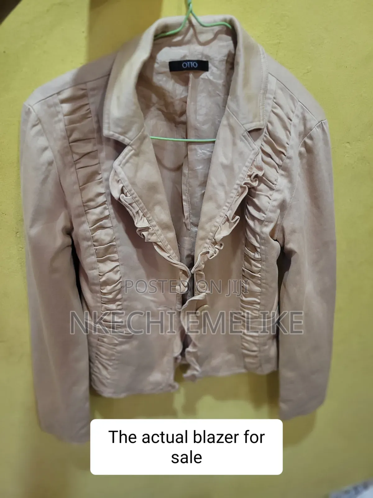 Women's Beige Ruffle Blazer
