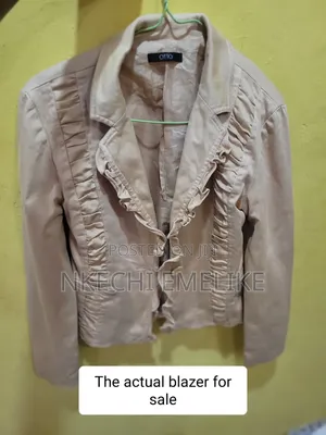 Women's Beige Ruffle Blazer