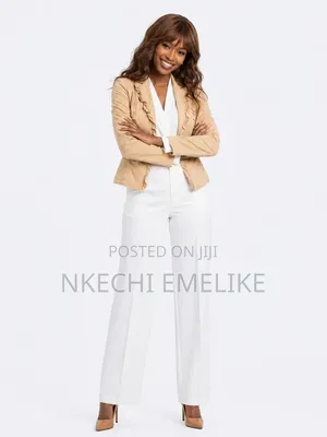 Women's Beige Ruffle Blazer