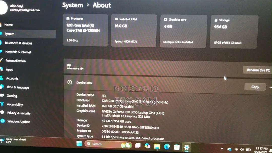 Laptop Alienware X14 16GB Intel Core i5 HDD 1T