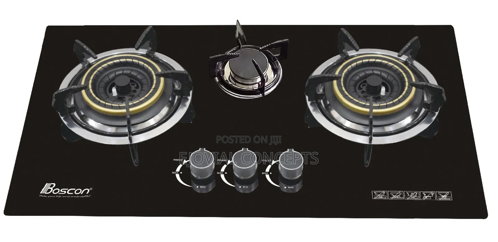 Boscon 3 Burner Tempered Glass Gas Cooker
