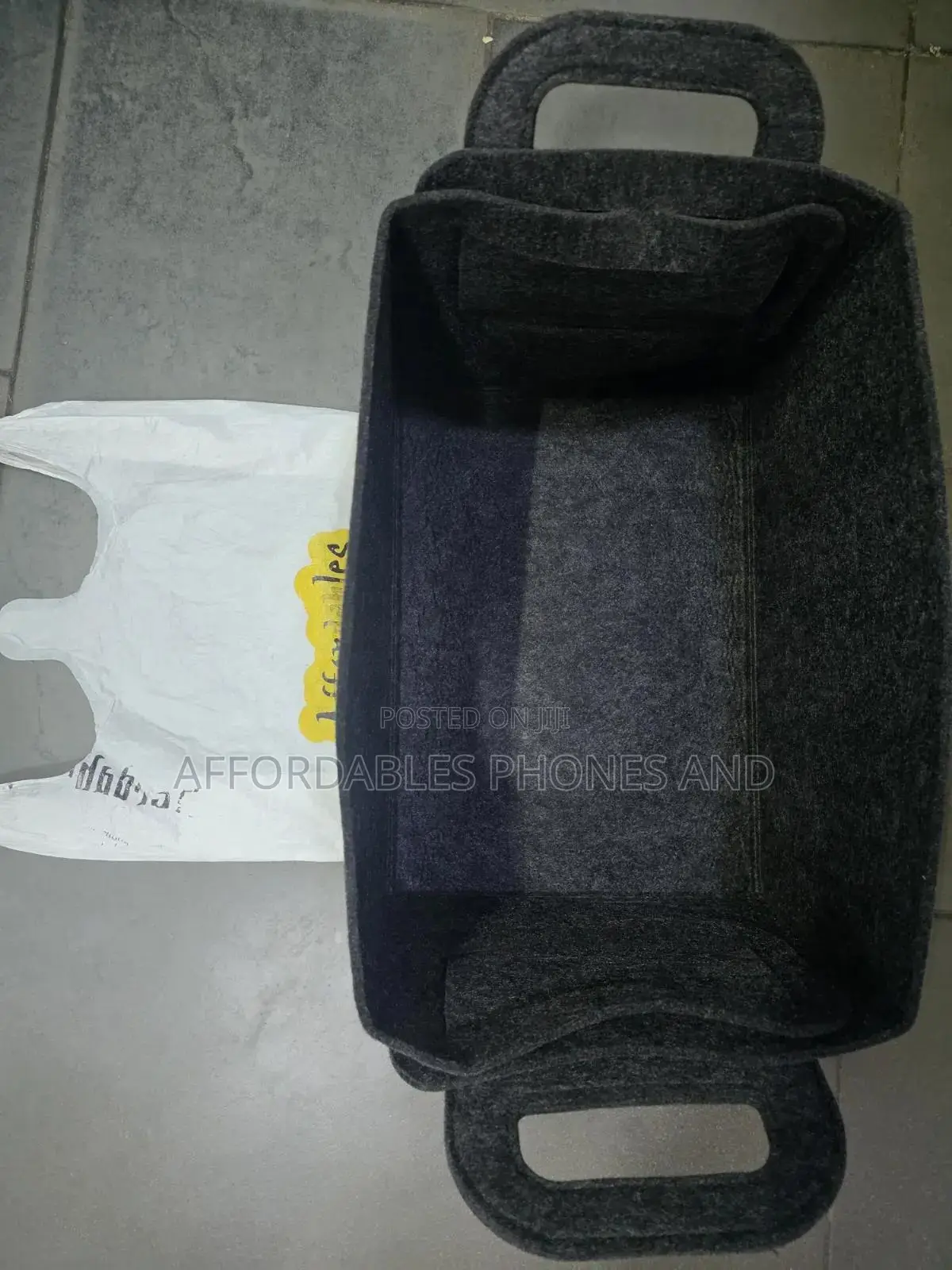 Charcoal Grey Felt Storage Basket With Handles